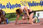 Michelle alla partenza dei 100m