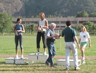 il podio del salto in lungo femminile